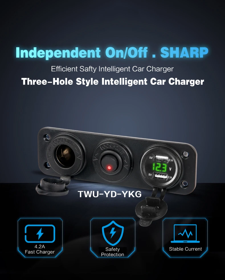 12/24V 5 V/4.2A автомобиля Зарядное устройство мотоцикл Plug Dual USB адаптер+ Напряжение+ гнездо для автомобильного прикуривателя сигареты Зарядное устройство с переключателем