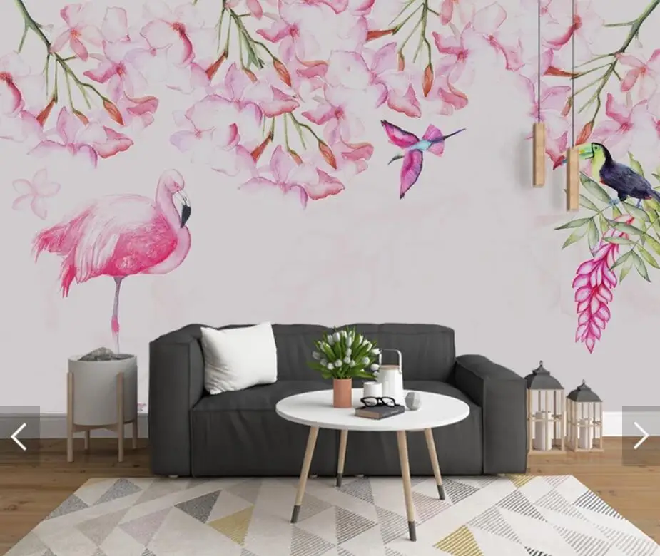 Nordic Flaming Flower Wallpaper Mural Wall Decorative Paper Roll 3D Home Improvement Murals Animal Contact | Обустройство дома