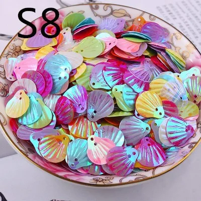 ISequins 200 шт 13 мм Sea Shell Форма пайетками DIY Швейные Украшение изделий Свадебный корабль, Для женщин ткань аксессуары - Цвет: AB Random Mix