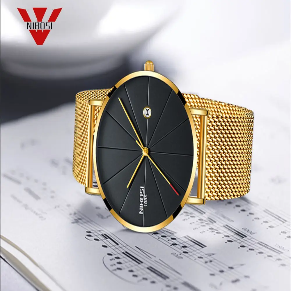 NIBOSI кварцевые Для мужчин часы Простой s Роскошные модные Horloges Stee из нержавеющей