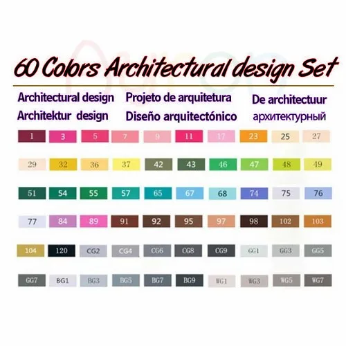 60 house design Touchfive, 30406080 цветов, двойная головка, художественные маркеры, ручка, маслянистая, алкогольная, эскиз, маркер, ручка, товары для рукоделия, для анимационного манга, рисование - Цвет: 60 house design
