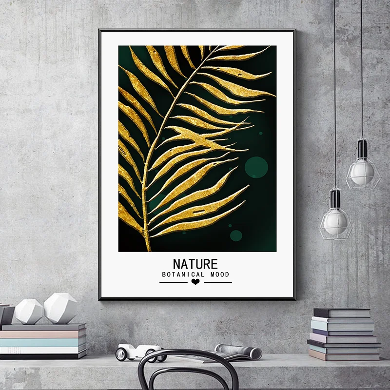 Golden Leaf Wall Art Canvas Painting Posters and Prints Nordic Decoration Home Decorative Pictures for Living Room Decor | Дом и сад