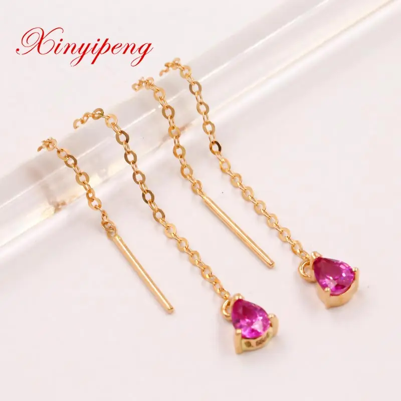 Xin yi peng Изящные Ювелирные изделия real 18k розовое золото 100% Природный розовый сапфир
