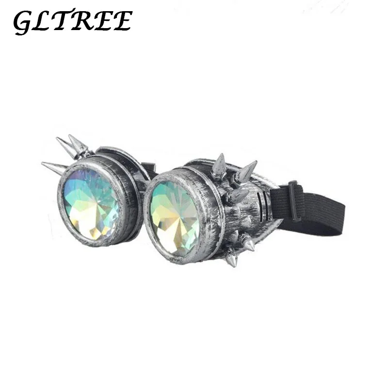 

GLTREE Retro Pilot Steampunk Kaleidoscope Sunglasses Women Round Sun Glasses Gothic Goggles Vintage Fashion Sunglass Men G392