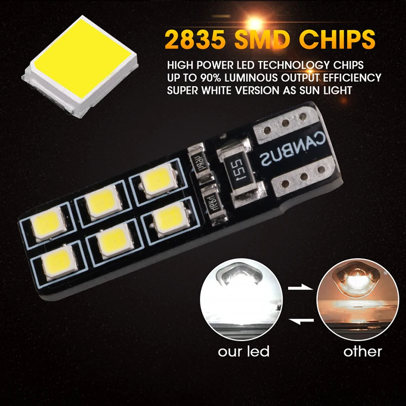 HLXG 10x W5W LED Parking T10 SMD DC резервный задний фонарь 168 192 194 2825 Поворотная сигнальная