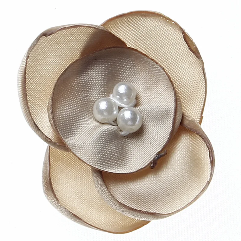 

Nishine 120pcs/lot 2" Chiffon Petals Flower with Pearls Roasted Clover Flowers For Kids Girls Hair Clips Hair Accessories