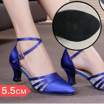 Blue5.5 L8c/высокая стоимость; Обувь для бальных танцев; кроссовки; обувь для латинских танцев; женские импортные атласные Мягкие Туфли-оксфорды; износостойкая подошва - Цвет: Blue5.5