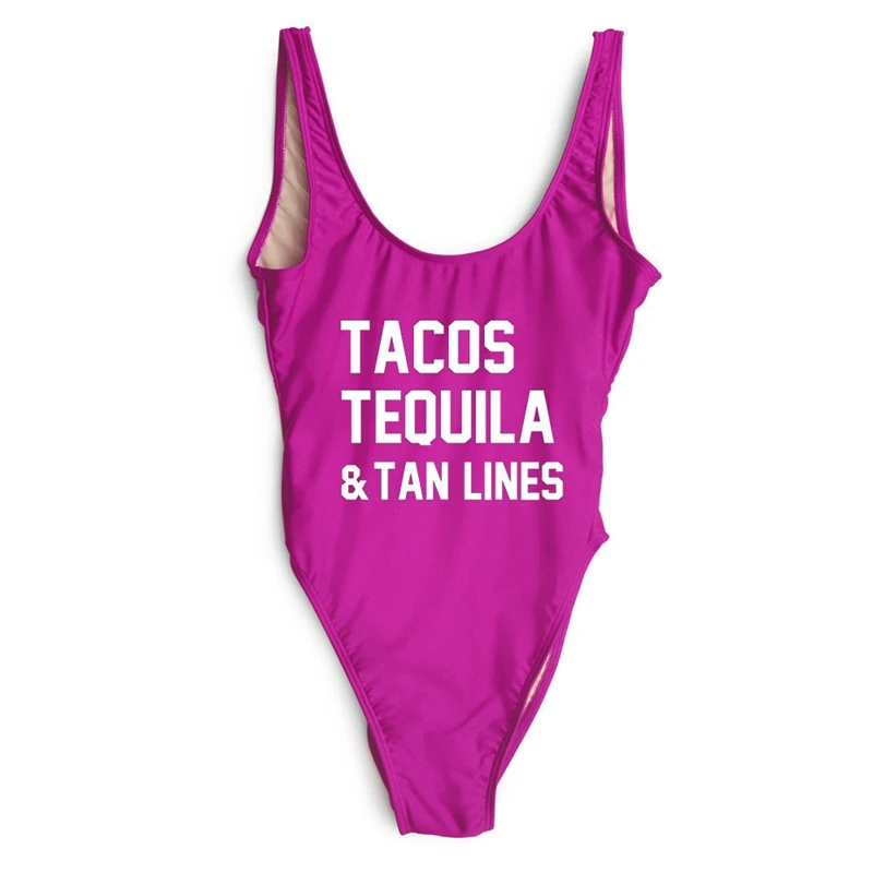 TACOS TEQUILA & TAN Line Цельный купальник пляжный женский сексуальный боди большого
