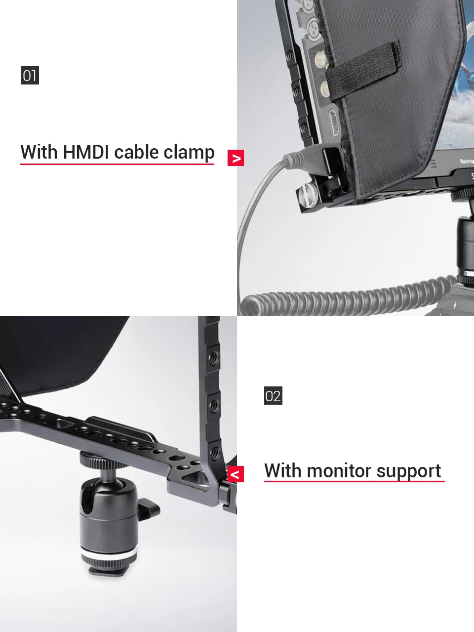 Клетка для монитора SmallRig с солнцезащитным козырьком для Blackmagic Design Video Assist " мониторы с HDMI зажим+ шаровая Головка наборы-1988