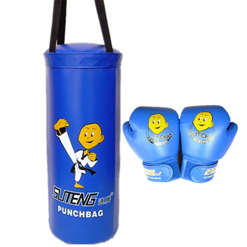 1 Set 55cm Kids Children Boxing Bag Cover Pro Durable PU Leather Sandbag Sanda Punching Empty And Gloves |