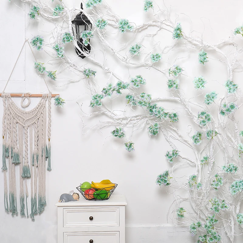 

garland flowers wedding decoration artificial hydrangea vine party plastic flowers wall decor rattan silk flower wisteria wreath