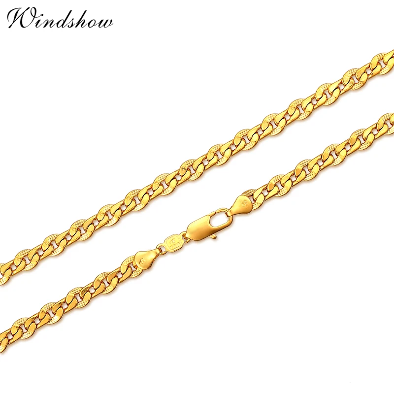 Длинное ожерелье для мужчин и женщин цепь из панцирного плетения желтого золота