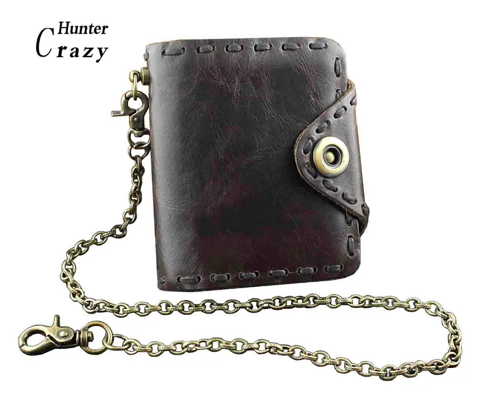 Винтажный Мужской кошелек из натуральной коровьей кожи с двойной складкой и