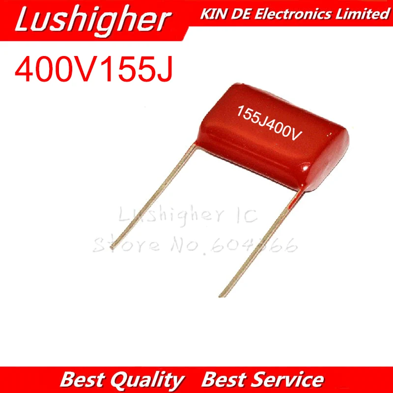 10 шт. 400V155J 1 5 мкФ шаг 20 мм 400 В 155 155J CBB полипропиленовый пленочный конденсатор |