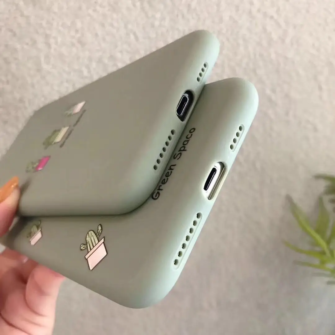 Летний свежий матовый чехол для телефона в форме кактуса iphone xs max xr