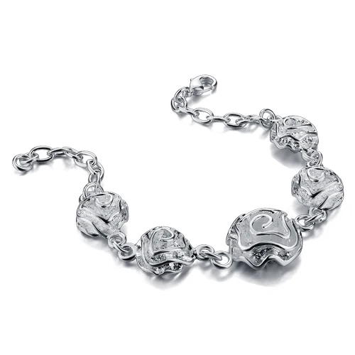 

Fashion new rose bracelet for women length 20 cm 925 solid silver bracelet with ms Flower design bracelet beautiful