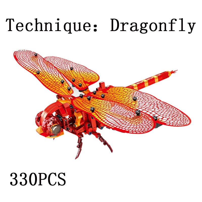 Животное имитация насекомых DIY Красная стрекоза строительные блоки LEpins Technic Honeybee