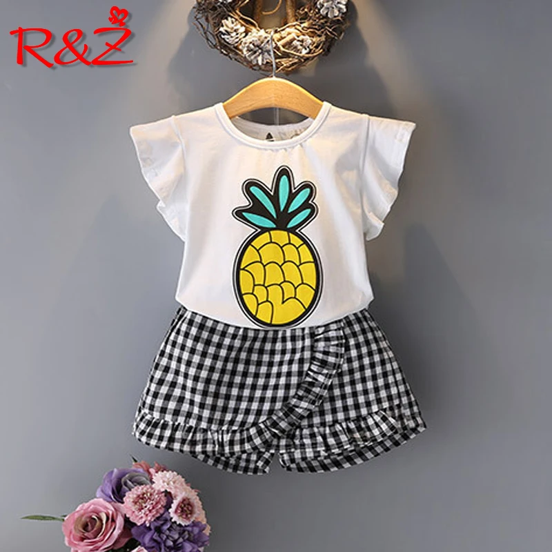 R & Z/Детский костюм 2019 г. Новая летняя хлопковая Футболка с круглым вырезом и