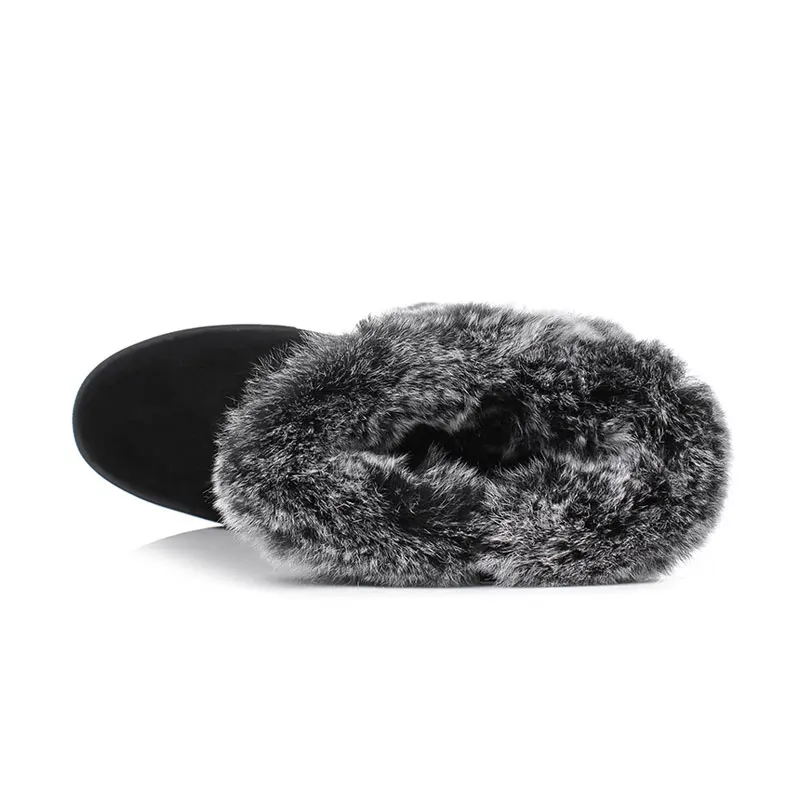 

Fanyuan Comfortable Solid Zipper fur winter snow boots Female Plus Keep warm Mid-Calf Boots Botas mujer Women's Platform shoes