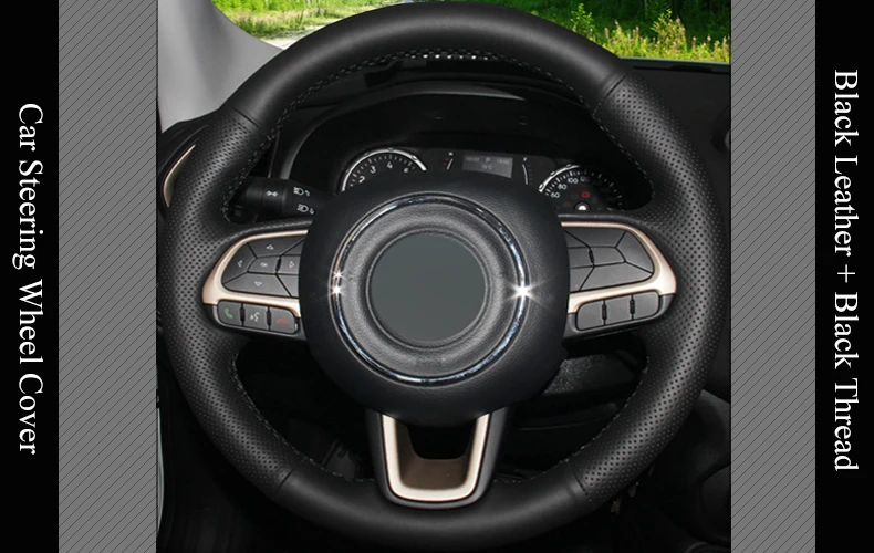 LQTENLEO черный кожаный чехол на руль автомобиля для Jeep Compass Renegade- Fiat Toro