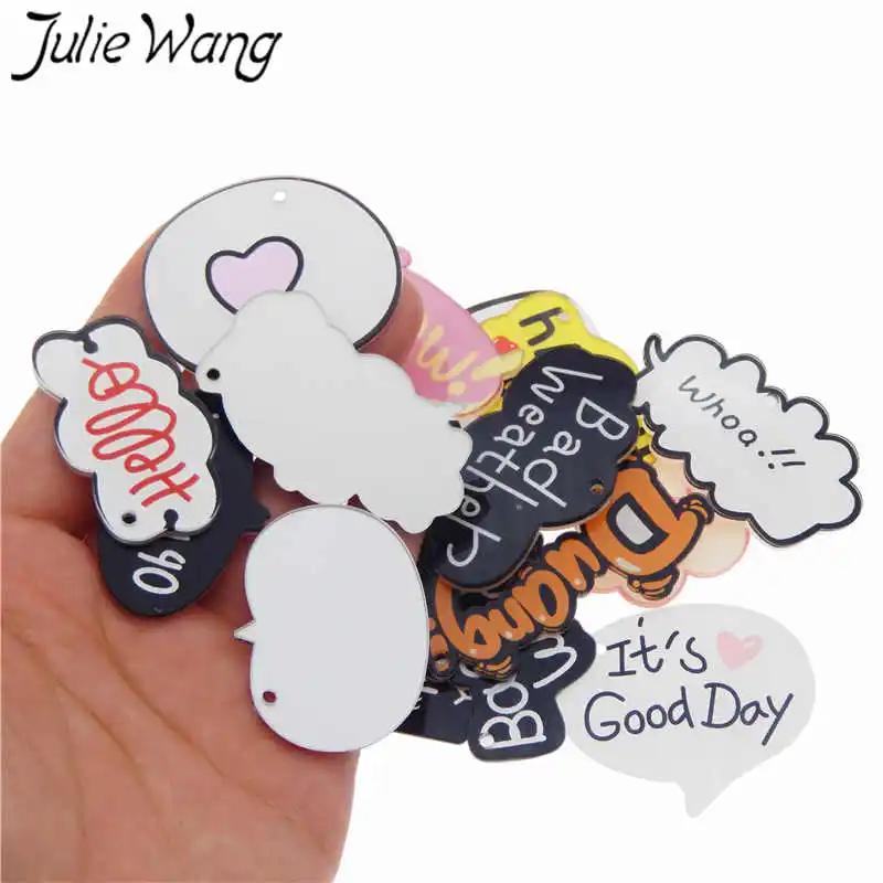 Julie Wang 4 шт. акриловые бирки для поздравлений Подвески &quotWow Whoo Hello&quot браслет