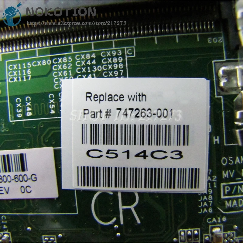 Материнская плата NOKOTION 747263 001 501 для ноутбука HP Compaq 14 D 240 G2 246 материнская HM76 DDR3 GT820M