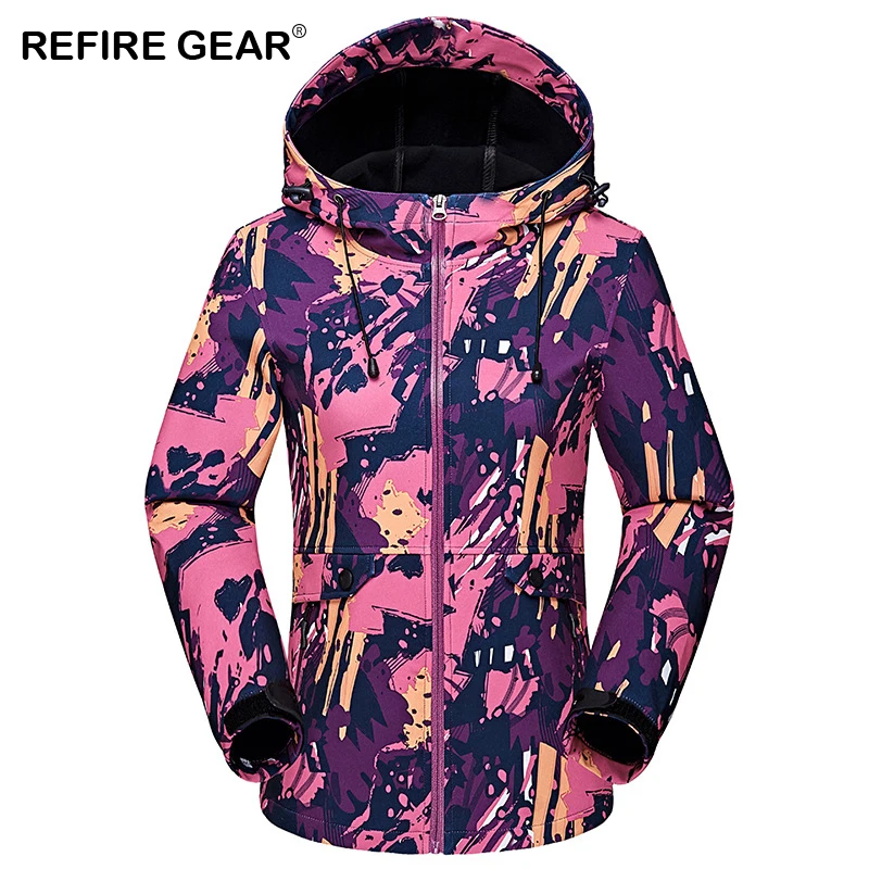ReFire Gear Women's Winter Waterproof Outdoor Jacket Warm Camouflage Mountain Camping Trekking Windbreaker Female Hiking Jackets | Спорт и