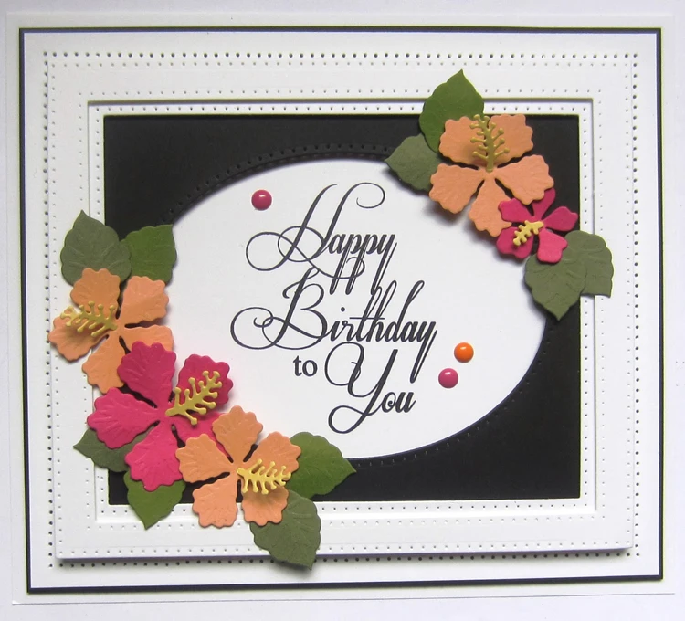 Набор тропических Гибискус трафареты для резки металла DIY скрапбукинга