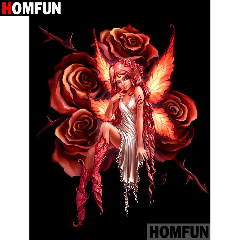 HOMFUN Full Square/Round Drill 5D DIY Diamond Painting &quotbutterfly fairy&quot Embroidery Cross Stitch Home Decor Gift A08766 | Дом и сад