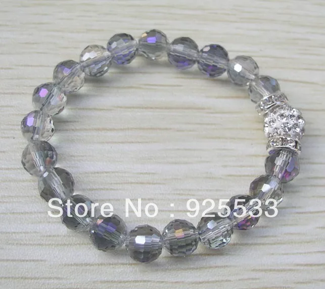 Free shipping 3pcs white beads &amp AB color plated crystal beaded stretch bracelets DIY basketball wives jewerly | Украшения и