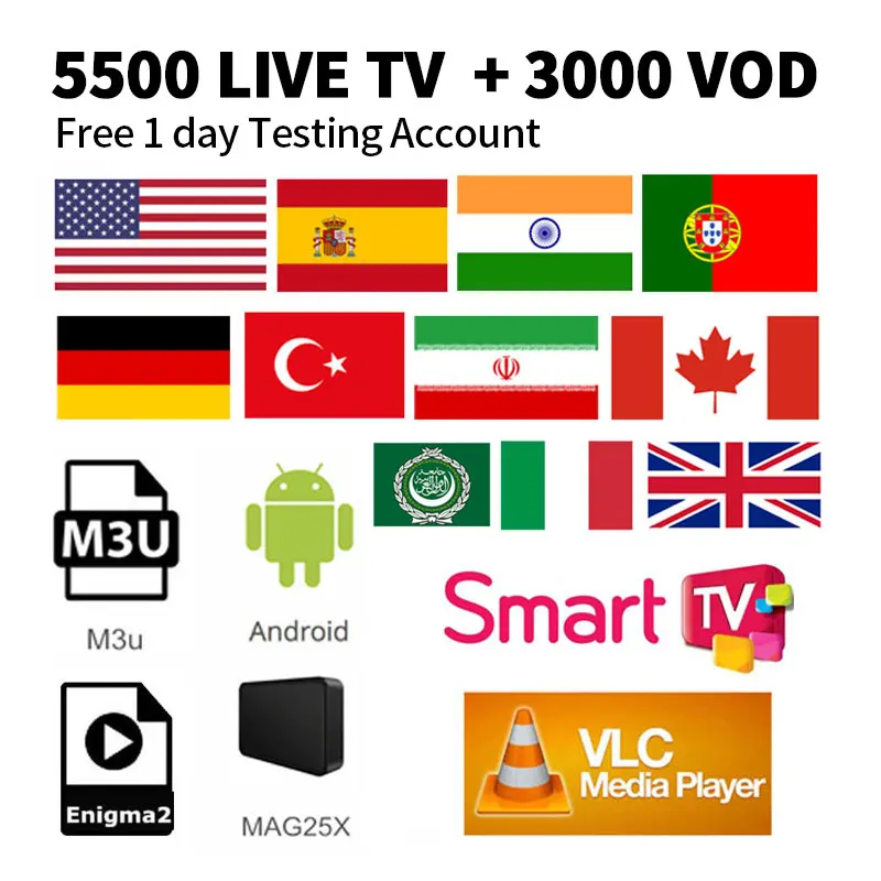 IPTV подписка 5500 каналов HD Европа арабский Испания США Индия канадский Итальянский