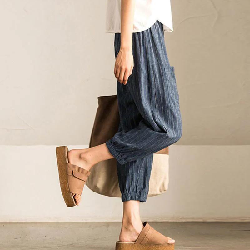 Женские повседневные винтажные брюки в японском стиле с высокой эластичной
