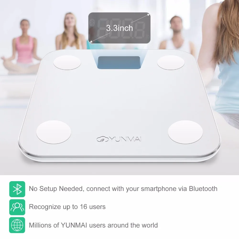 YUNMAI мини весы напольные Bluetooth жира монитор с светодиодный Дисплей смарт-весы
