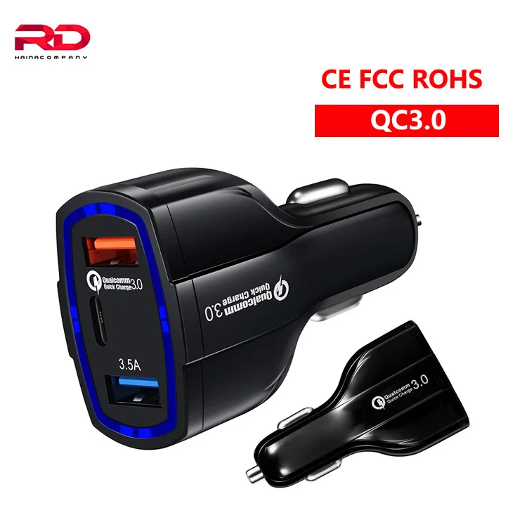 Автомобильное зарядное устройство с функцией быстрой зарядки 3USB-порта |