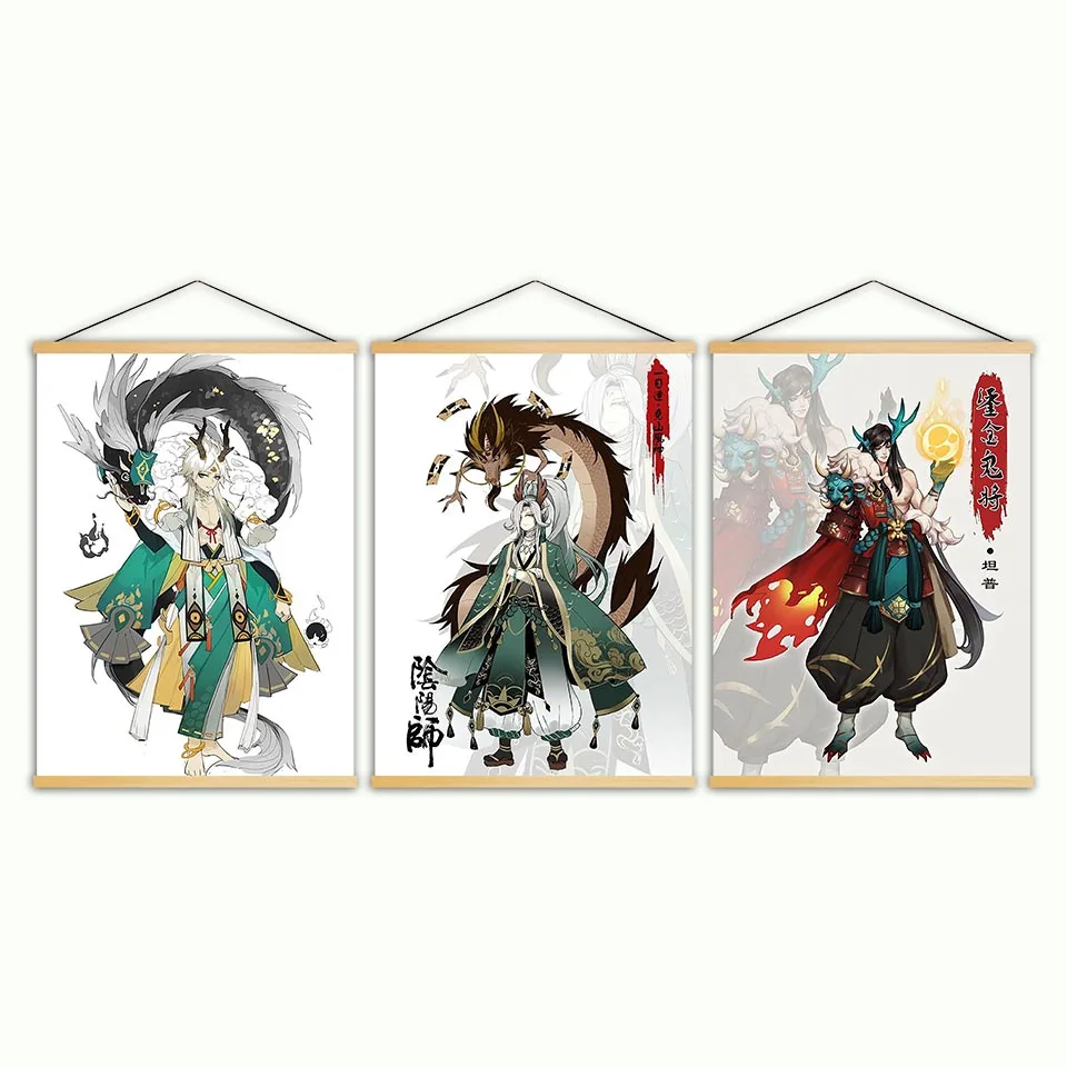 Картина украшение дома печать Onmyoji скандинавские холст анимация деревянный свиток настенные картины стены искусства плакат для гостиной - Цвет: YXCV1754