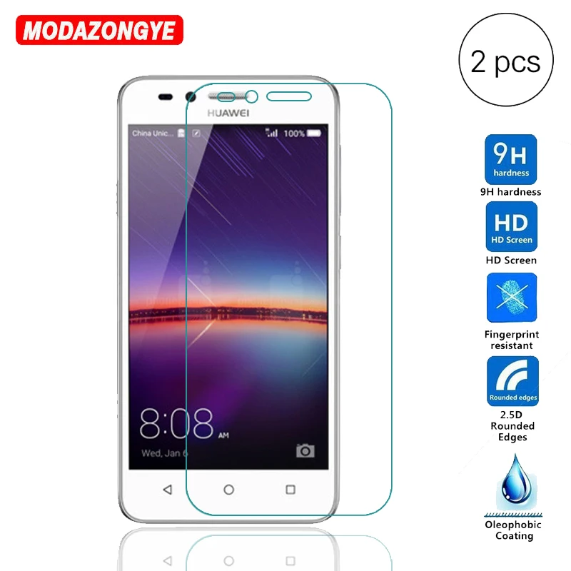 2pcs Tempered Glass For Huawei Y3 II Screen Protector Film Protective Y3II Lua-L21 Lua-U22 Lua L21 U22 | Мобильные телефоны и