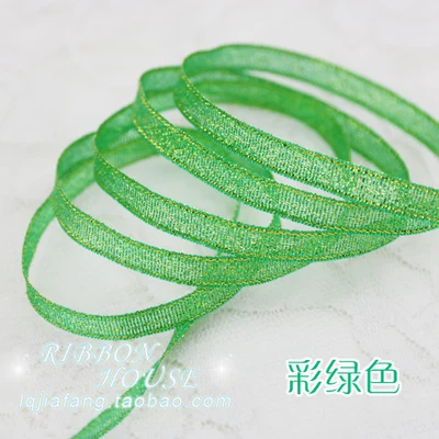 Bright green 22 м/лот) 1/4 ''(6 мм) коралловый розовый кристалл яркая атласная лента красочные Рождество подарок на день рождения посылка ленты ремесло diy - Цвет: Bright green