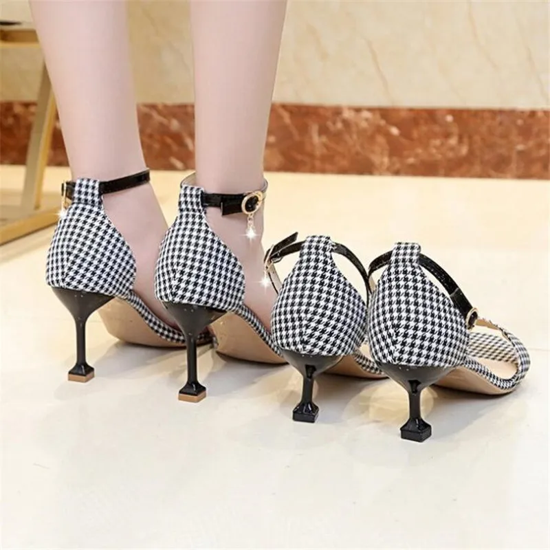 2019 Summer New Buckle with Open Toe Stiletto Sandals Women's Fashion High Heels | Обувь