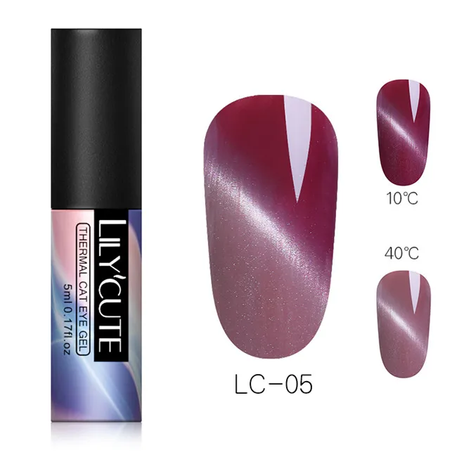thermal 5 LILYCUTE 5 мл светящийся Гель-лак для ногтей кошачий глаз магнит 7D Гибридный лак Полупостоянный лак для ногтей - Цвет: thermal 5