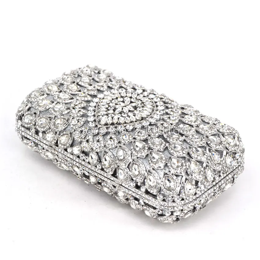 Металлический жесткий чехол Дамский прозрачный клатч с кристаллами вечерние