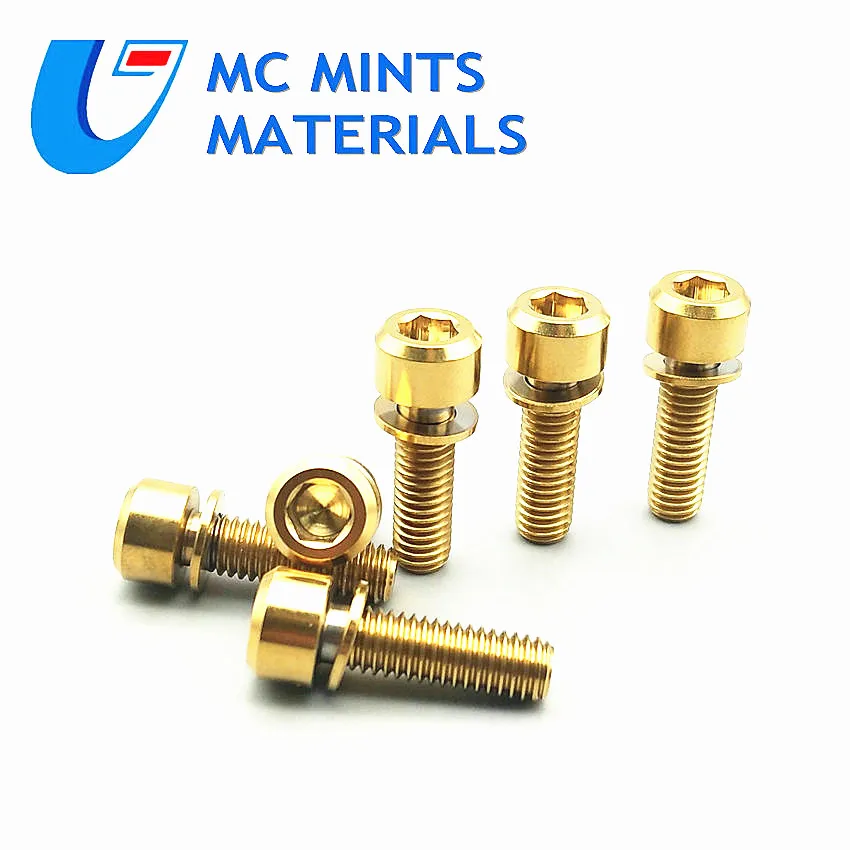 Титановый болт для SHIMANO M6 x16-30mm фиксатор Ti болты головка колонны с шайбой золотого цвета титановые винты Ti крепеж 6 шт