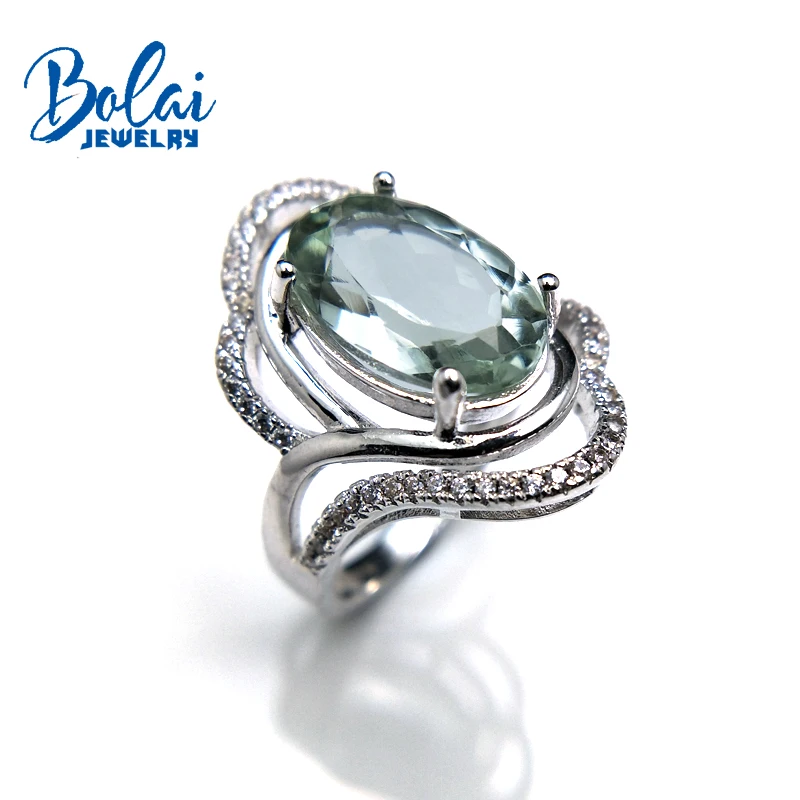 Bolaijewelry Натуральный Зеленый Аметист Мода Ring925 серебро ювелирные украшения для