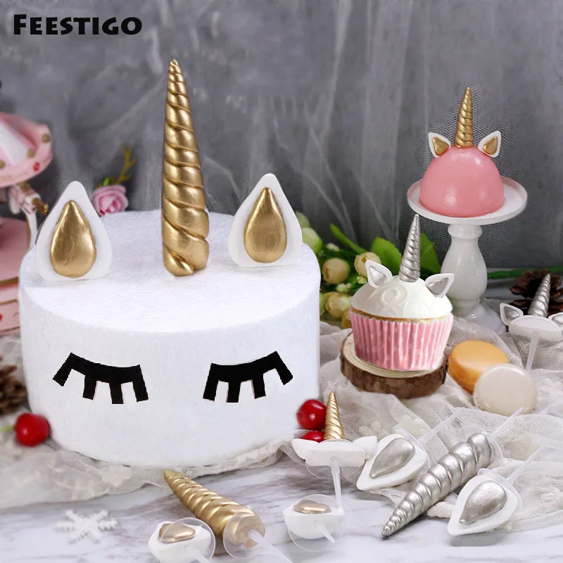 

Unicorn Cake Toppers Unicornio Horn Ears Cake Decorations Cupcake Toppers Baby Shower Birthday Party Decorations Baking Tools