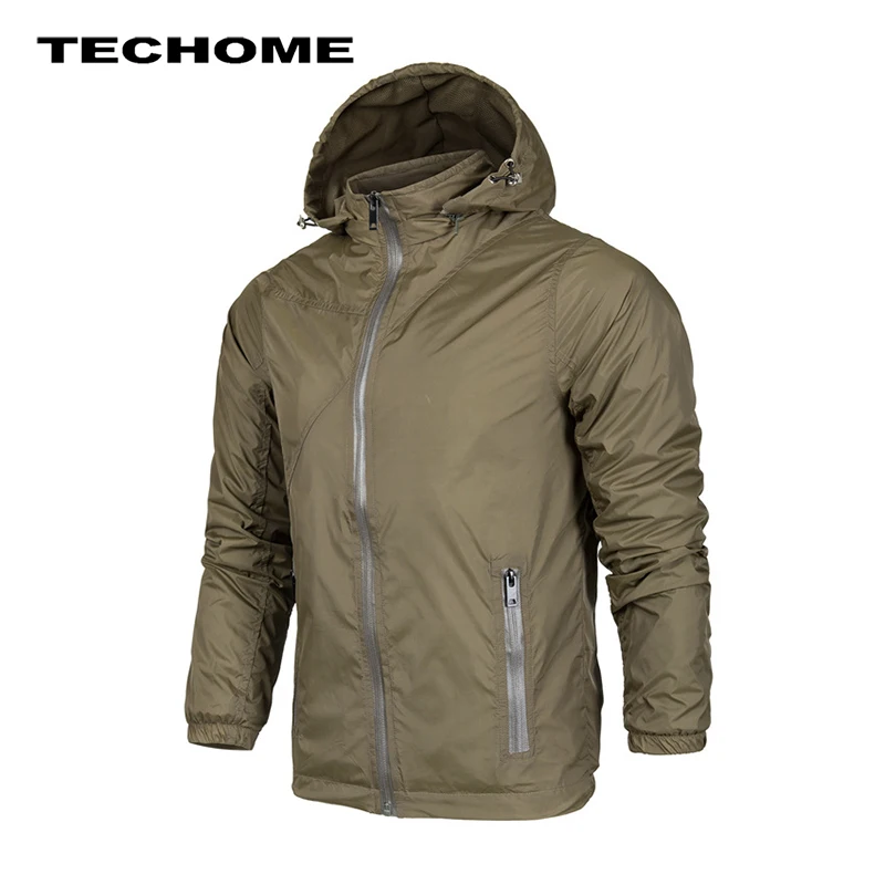 Новая модная мужская куртка повседневная тонкая ветровка с капюшоном модные