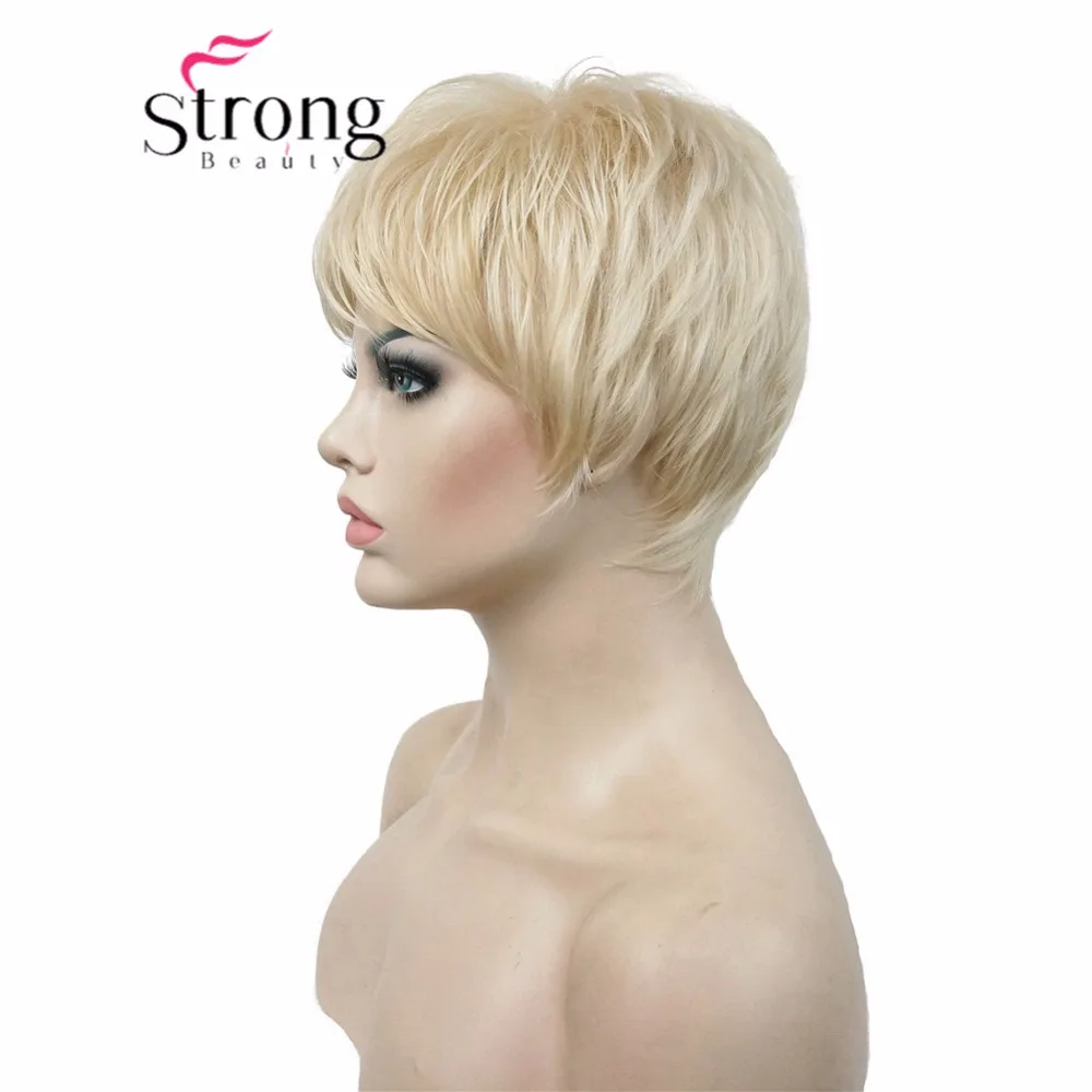StrongBeauty очень короткие черные челки полный синтетический парик выбор цвета
