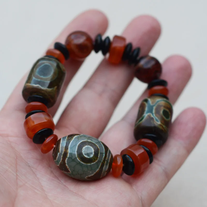 Прямая поставка браслеты из натурального халцедона глаза бусины дзи на запястье