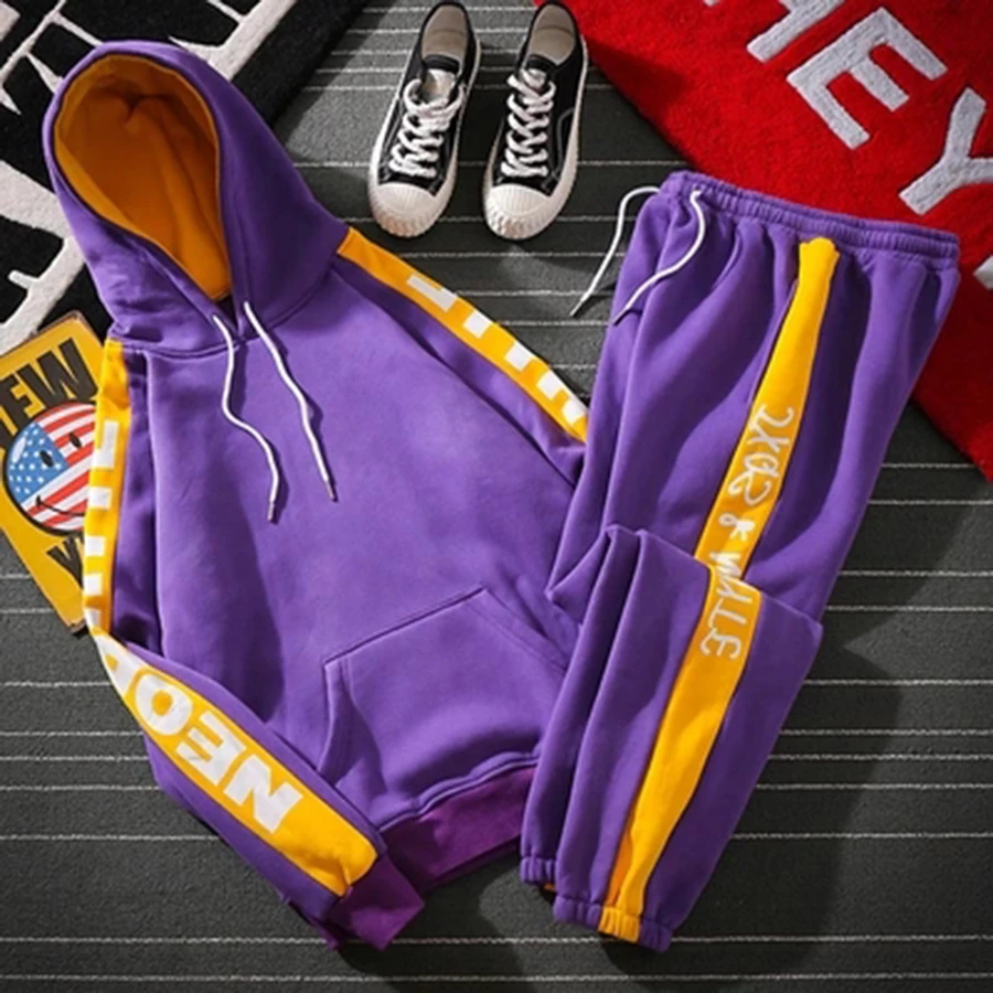 Мужской спортивный костюм повседневный с капюшоном для бега 2019|Мужские