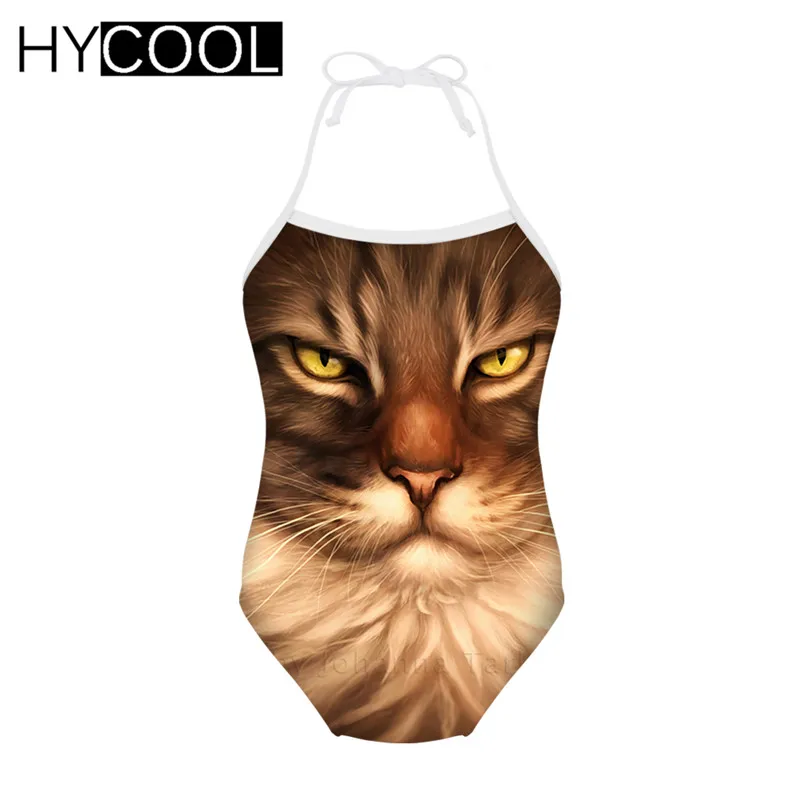 HYCOOL Kawaii/Цельный купальник с изображением сиамского кота; купальный костюм для девочек; цельный купальный костюм для детей; детский купальный костюм; От 3 до 8 лет для малышей - Цвет: R0231BS