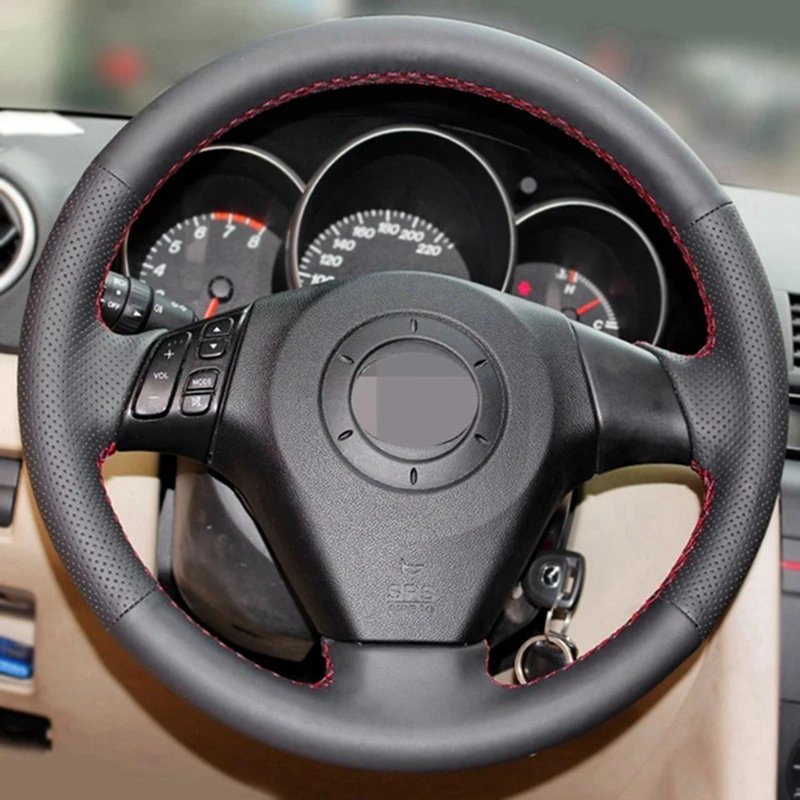 DIY натуральная кожа рулевое покрытие черный чехол рулевого колеса автомобиля для старых Mazda 3 Mazda 5 Mazda 6 Pentium B70