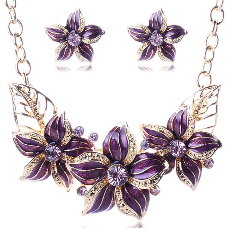 Женское винтажное массивное ожерелье элегантные серьги с цветами|jewelry sets|statement